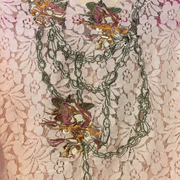 Embrodery Floral Light Pink Women's Lace Button Up Shirt Paparazzi by Biz - Picture 6 of 14